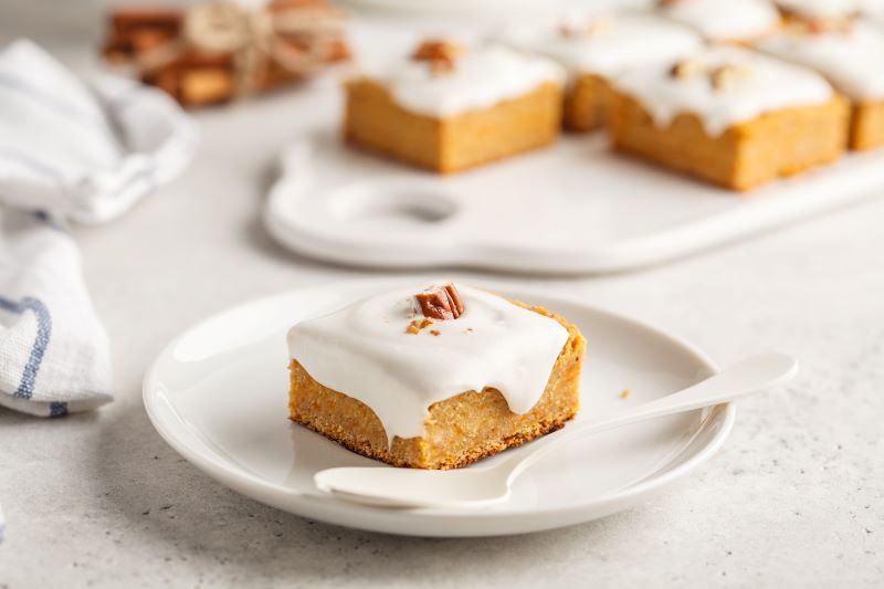 Pumpkin Squares with Cream Cheese Frosting (Gluten-Free & Dairy Free)