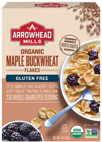 Arrowhead Mills Organic Maple Buckwheat Flakes Gluten Free -- 10 oz