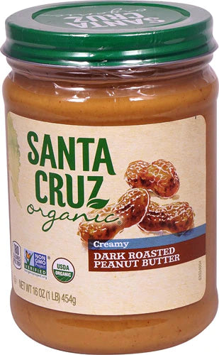 Santa Cruz Organic Peanut Butter Creamy Dark Roasted -- 16 oz