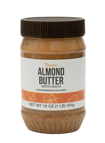 Vitacost Almond Butter - Smooth & Unsalted - Gluten Free and Non-GMO -- 16 oz (1 LB) 454g